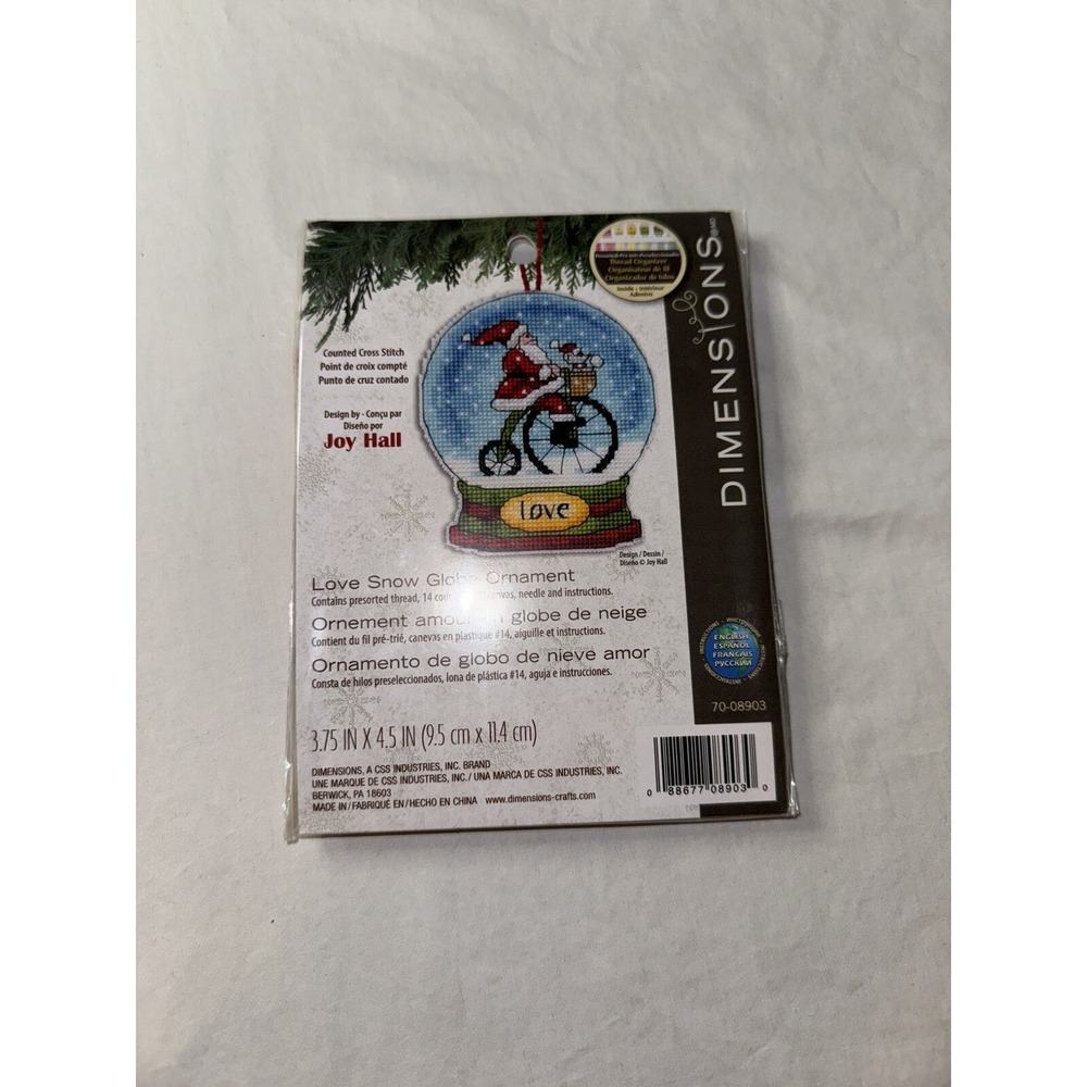 Dimensions Santa Love Snow Globe Christmas Ornament Cross Stitch Kit BRAND NEW!